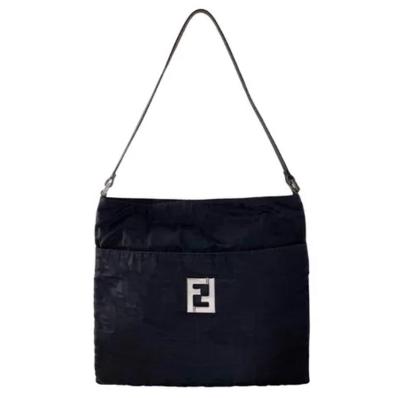 Fendi black monogram canvas large FF logo hobo shoulder bag - Picture 1 of 9